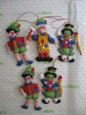 Vint handmade 5 Bucilla Christmas Jeweled Holiday Ornaments PINOCCHIO & FRIENDS picture