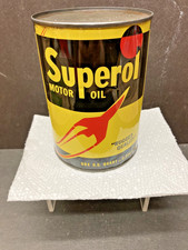 Colorful Vintage Superol 1 Quart Metal Oil Can picture