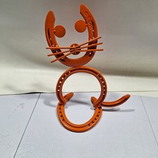 Horseshoe Cat, Kitten, Orange Cat Figurine, Recycled Metal Art Handmade picture