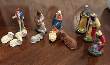 VTG set 12 Piece Nativity Figurines Made in Germany 4” Paper Mache & Chalk picture