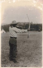 RPPC Stony Indian Archer Banff AB Geo Noble 1920s Native American Photo Postcard picture