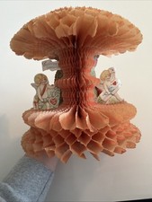 Vintage 1930s Fold Out Honeycomb Valentine’s Day Card CHERUB ANGEL HEARTS 8