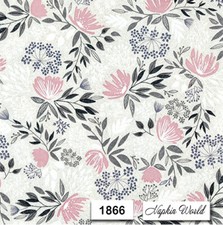 (1866) TWO Individual Paper LUNCHEON Decoupage Napkins - FLORAL PATTERN FLOWERS picture