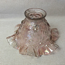 Vintage Fenton Dusty Pink Amethyst Cabbage Rose Glass Fairy Lamp Shade ONLY picture