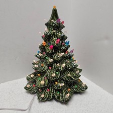 Vintage 1982 Ceramic Light Up Christmas Tree 12 Atlantic Molds NO BASE Green picture