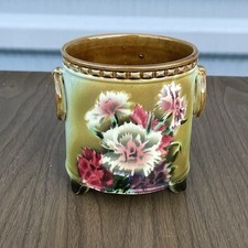 Vintage Czechoslovakian Hand Painted Planter Carnations Flowers Art Pottery picture