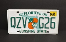 FLORIDA PERMANENT LICENSE PLATE — QZV 🍊 G26 — SUNSHINE STATE picture