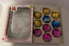 Vintage 10 Kmart Glitter Glass Ornaments W/Box 2-1/4 Diameter picture