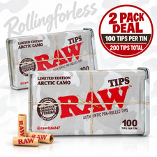 2 Pack RAW Limited Edition Arctic Camo Pre-Rolled Tips Tins 200 Tips Total picture