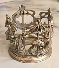 Silver Metallic Metal Carousel Horse Tealight Candle Holder, 3D Effect picture