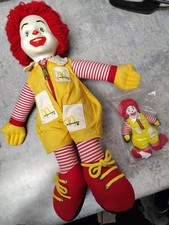Lot 2 Vintage  1984 RONALD MCDONALD 16” Plush Doll w/Vinyl Head  picture