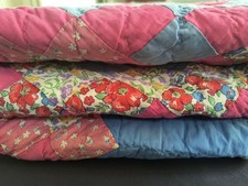 Vintage Handmade Quilt, Feed Sack Back, 95x 69 picture