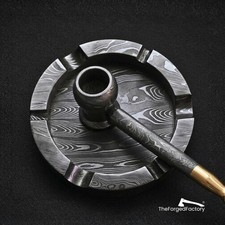 Cigar Ashtray Handmade Damascus Steel Ash Tray For Cigarette Smoking Pipe 6 Slot picture