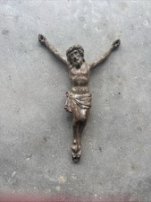 Vintage Cast Iron Christian Crucifix Corpus Jesus Figure picture