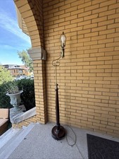 VINTAGE Wood And Brass ADJUSTABLE Height FLOOR LAMP Frederick Cooper picture