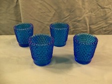 Full Case of 72 Blue Glass Hobnail Votive Candle Holders picture