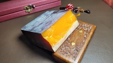 Original Amber Bakelite Block faturan for making prayer beads, Phenolic Resin picture