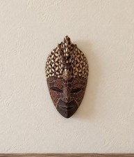 Catur Hand Carved Painted Topeng Batik Panji Wood Mask Indonesia Brown & Natural picture