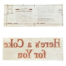 1960s-1970s Coca-Cola Original Coke Vintage Super-Cal Fleet Line Decals Window  picture