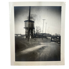 Vintage Pa Lackawanna Reading RR Water Tower Train Photo 3x3.5 B&W Gelatin Orig picture
