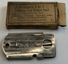 Vintage Knife FRICKER’S 4 In 1 Folding Vest Pocket Tool Serial No.1485450 USA picture