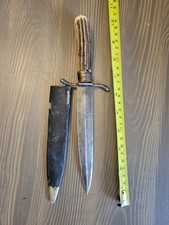 WWI WWII Stag Handle German Austria Boot Knife by Crown Cutlery Austria picture