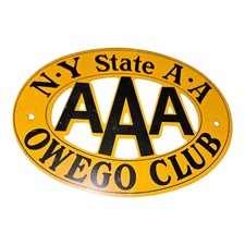 American Auto Association Owego Club New York Porcelain Emblem Plaque Topper picture