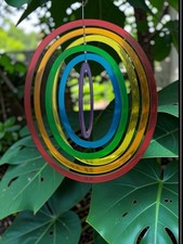 Vintage Rainbow Solar Rings Wind Spinner 14