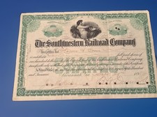 1898 South Western Railroad GA Stock Certificate B.A. Denmark Horace A. Crane? picture