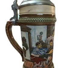 Vintage A.J. Thewalt 1271 Tavern Scene Beer Stein Cesare Cardinale Pewter Lid picture