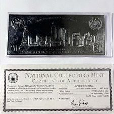 National Collector's Mint  Silver Leaf Coin WTC Tribute COA 9/23/2001 picture