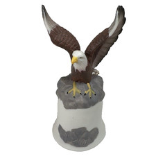 Classic Porcelain/Ceramic Bald Eagle Dinner Bell Matte Vintage picture