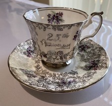 Elizabethan Fine Bone China Tea Cup And Saucer 25th Anniversary EUC picture