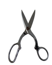 Vintage Kitchen Shears Poultry Scissors 8'' Bottle Jar Opener Black Handle picture