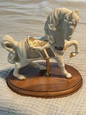 1995 Lenox China Jewels Carousel Horse Figurine Porcelain Wood Base No Box/COA picture