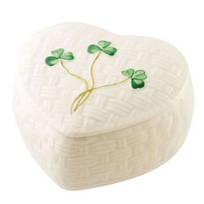 Belleek Classic Kylemore  100% Parian China Trinket Box, Heart-Shaped Box picture