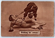 1911 Man Woman Playing Baseball Breaking Her Contract Charleston IL Postcard picture