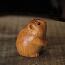 Cliff cypress Wood Carved Figurine Home Desktop Decoration Statue Animal Toys US picture