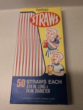 50 vintage drinking straws original box. Made By Lunlow,Mass. picture