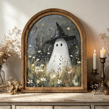 Halloween Wood Framed Arch Sign, Spooky Ghost Witch Halloween Decor picture