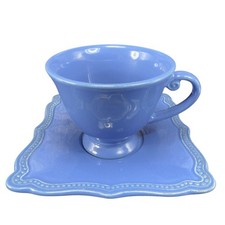 Pierre Deux Blue Teacup And Saucer Set Ceramic Made In Portugal Cup Plate READ picture
