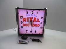 Rival Dog Food LED light up Advertising wall clock Brand New picture