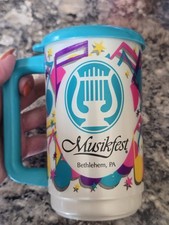 RARE Vintage 1990s Teal MUSIKFEST 22 oz Beer Mug Soda Mug Bethlehem PA picture