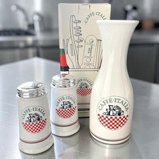 Vintage Caffe Italia 10.5” Carafe and 5.5” Salt & Pepper Shaker Set HiMark picture