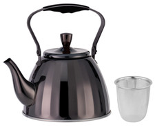 1.5 qt Haus Roland Teapot Stainless Steel Kettle with Strainer Infuser Black Pot picture