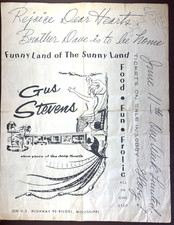 RARE VINTAGE 1956 GUS STEVENS PROMO MENU BILOXI MS summer of elvis presley visit picture