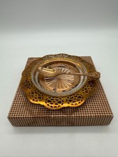 Vintage Wm A Rogers Oneida Ltd. Brass & Glass Jelly Dish with Spoon picture
