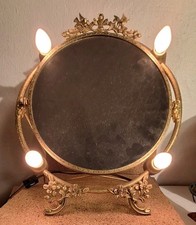 VERY RARE Matson Ormolu Finish Dogwood & Birds Vanity Mirror 2 Sides picture