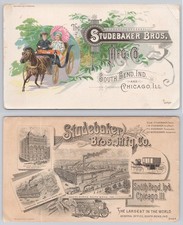 Antique Studebaker Bros Wagon Carriage Ad Postcard South Bend Chicago Lithograph picture