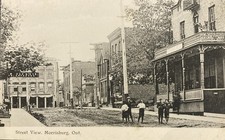 c1910 Morrisburg Ontario Canad Street View Postcard St Lawrence Hall & More picture